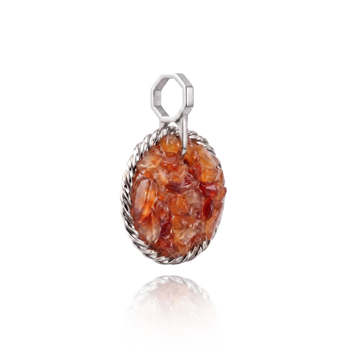 Amulet tensorowy z Karneolem - Srebro 925 pokryte platyną