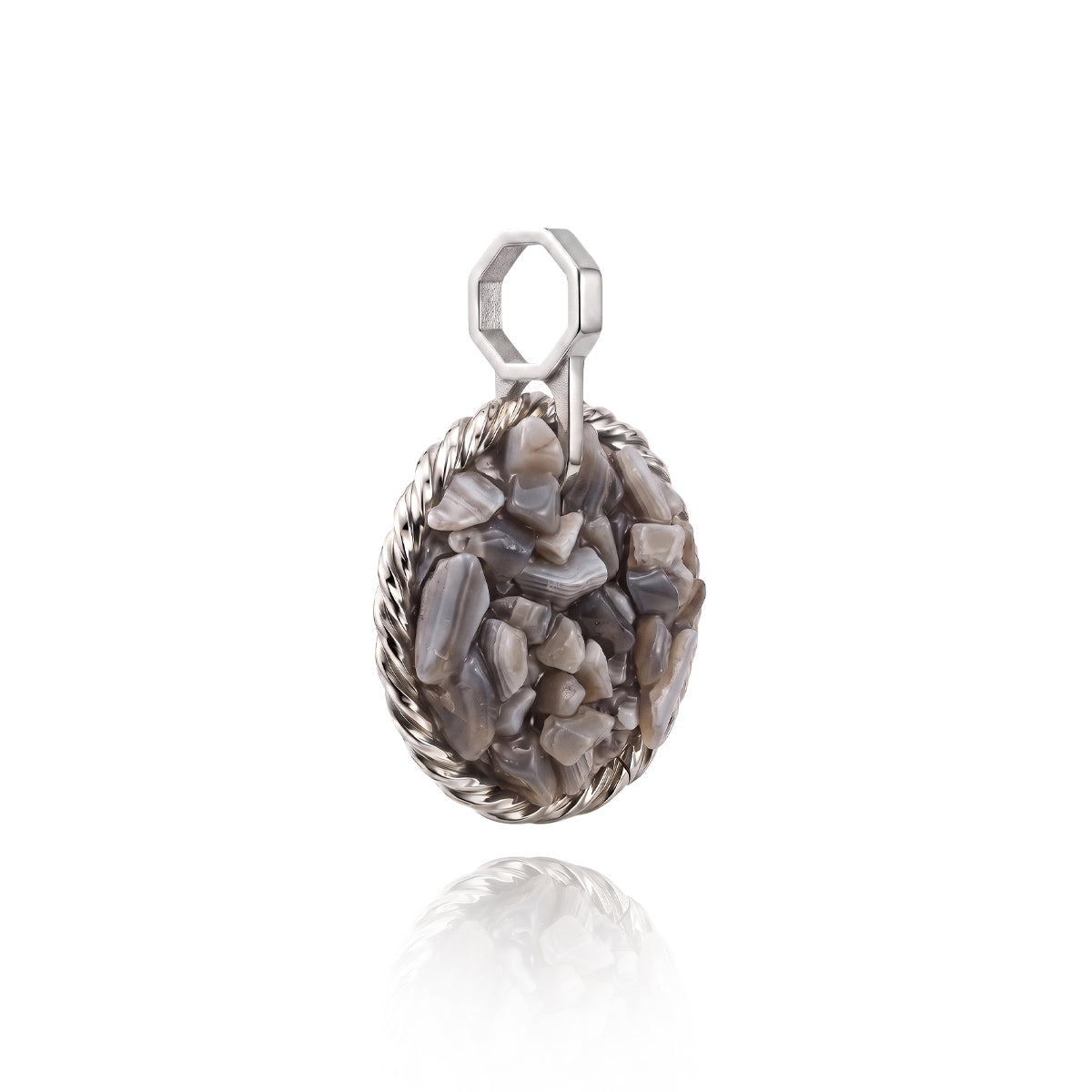 Amulet tensorowy z Onyksem - Srebro 925 pokryte platyną