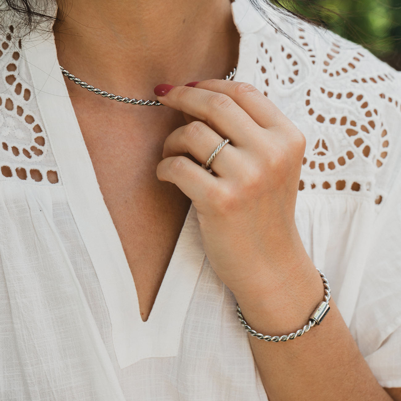 Miedziana bransoletka tensorowa w kolorze srebrnym - Kubit Królewski (144 MHz)