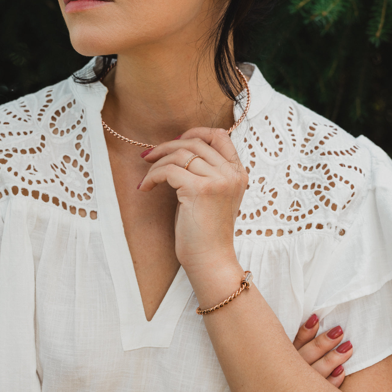 Miedziana bransoletka tensorowa w kolorze różowego złota - Kubit Zaginiony (177 MHz)