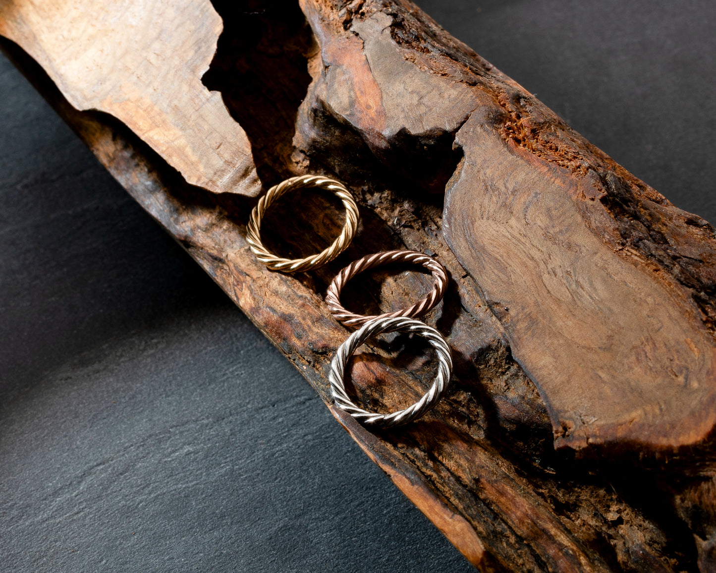 Srebrny pierścionek tensorowy pokryty platyną - Srebro 925