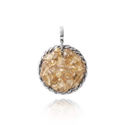 Amulet tensorowy z Cytrynem - Srebro 925 pokryte platyną
