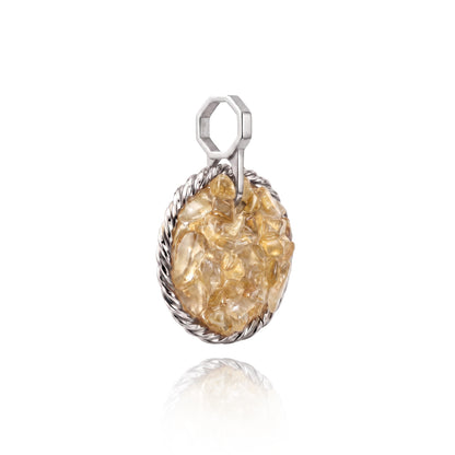 Amulet tensorowy z Cytrynem - Srebro 925 pokryte platyną