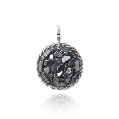 Amulet tensorowy z Hematytem - Srebro 925 pokryte platyną