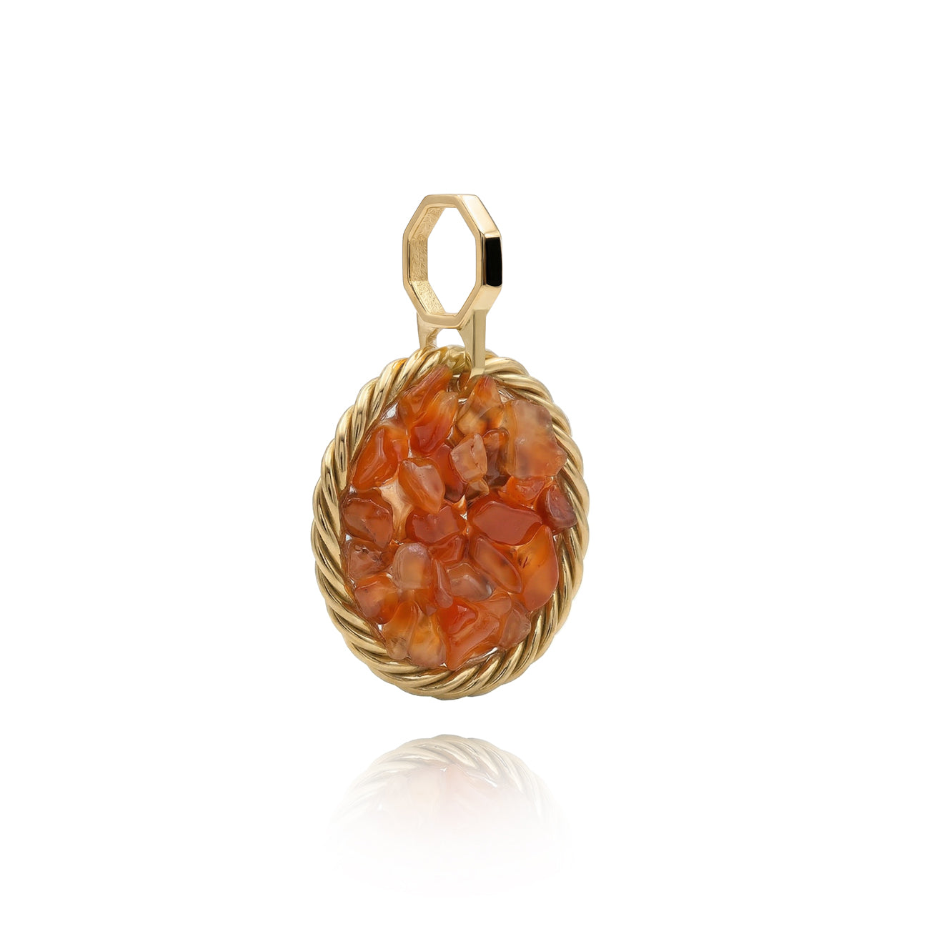 Miedziany Amulet Tensorowy z Karneolem – Pozłacany