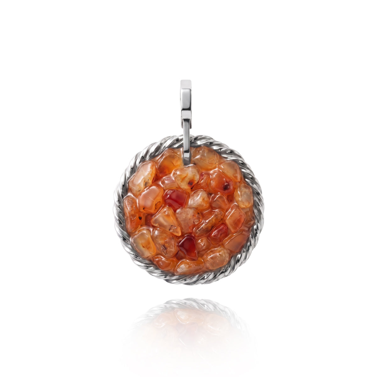 Amulet tensorowy z Karneolem - Srebro 925 pokryte platyną