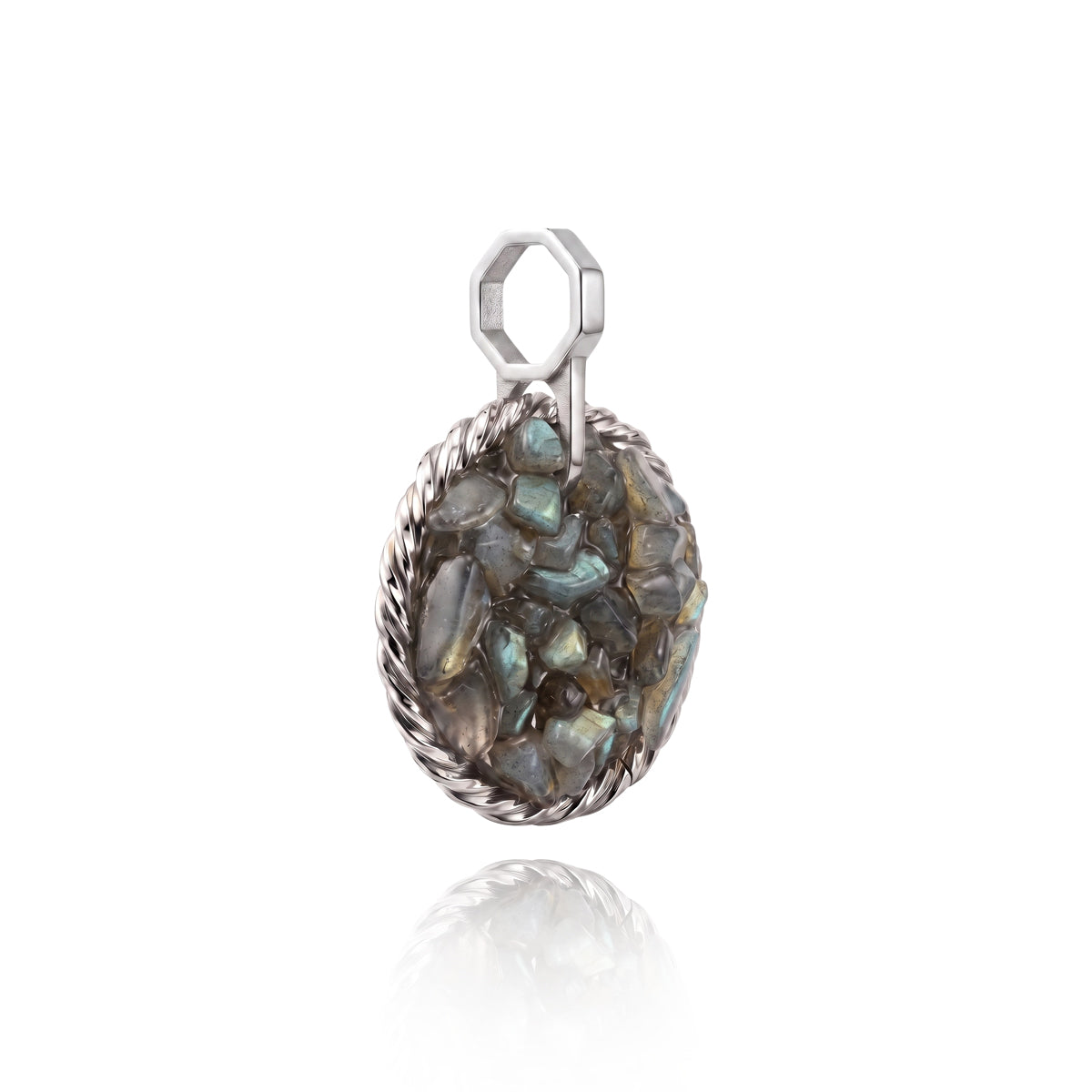 Amulet tensorowy z Labradorytem - Srebro 925 pokryte platyną