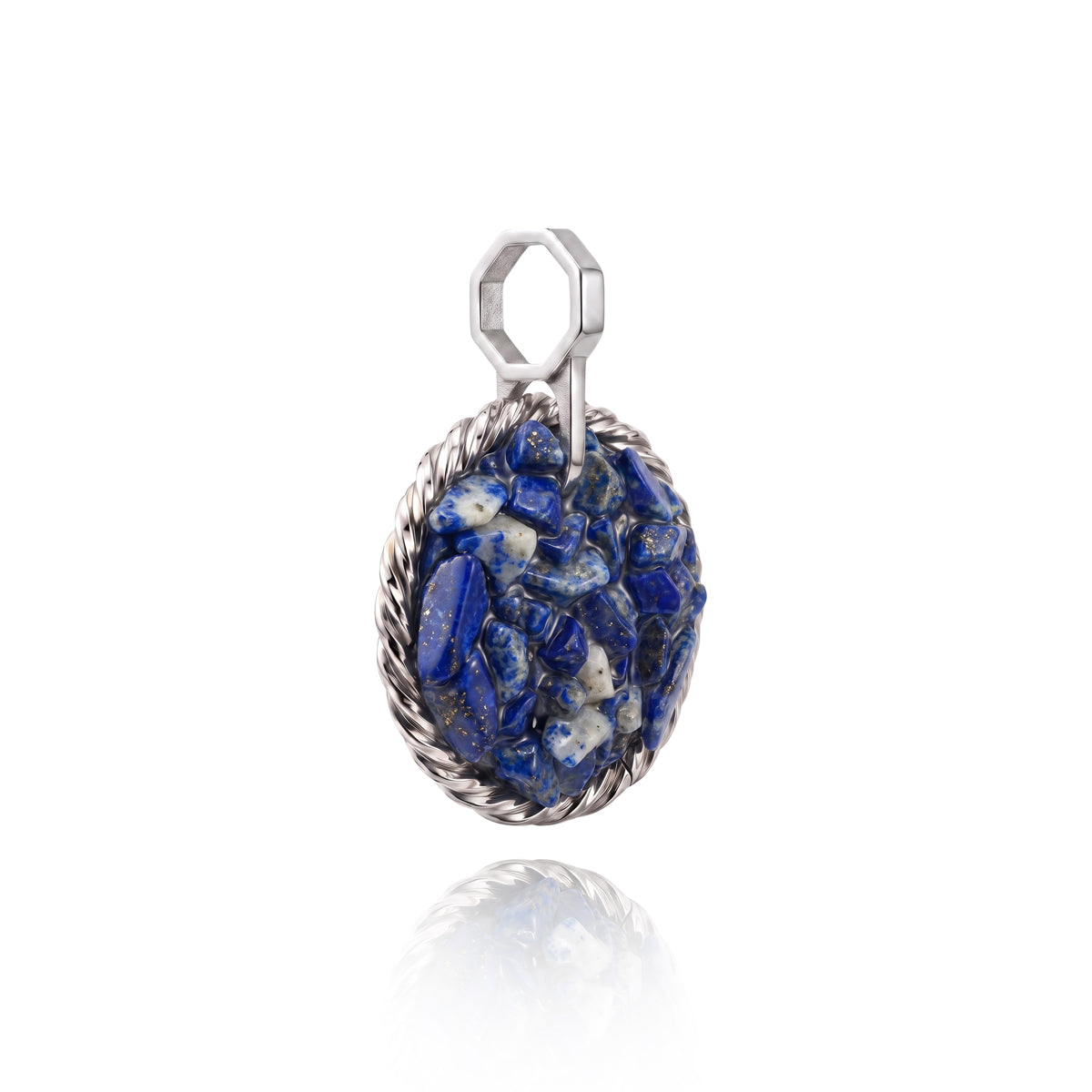 Amulet tensorowy z Lapis Lazuli - Srebro 925 pokryte platyną
