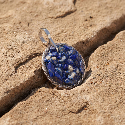 Amulet tensorowy z Lapis Lazuli - Srebro 925 pokryte platyną