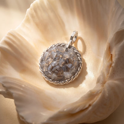 Amulet tensorowy z Onyksem - Srebro 925 pokryte platyną