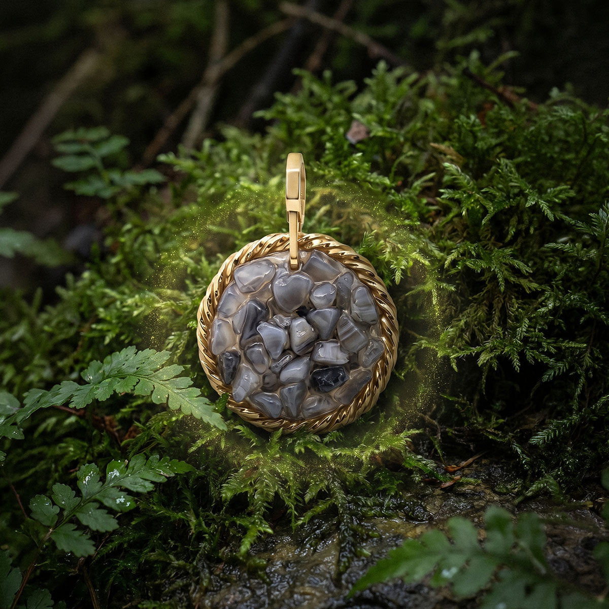 Amulet tensorowy z Onyksem - Srebro 925 pozłacane