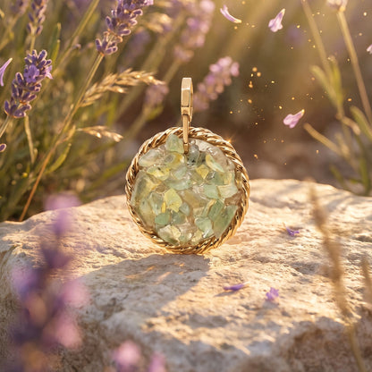 Amulet tensorowy z Prehnitem - Srebro 925 pozłacane