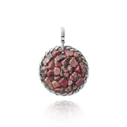 Amulet tensorowy z Rodonitem - Srebro 925 pokryte platyną