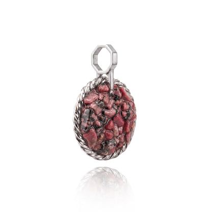 Amulet tensorowy z Rodonitem - Srebro 925 pokryte platyną