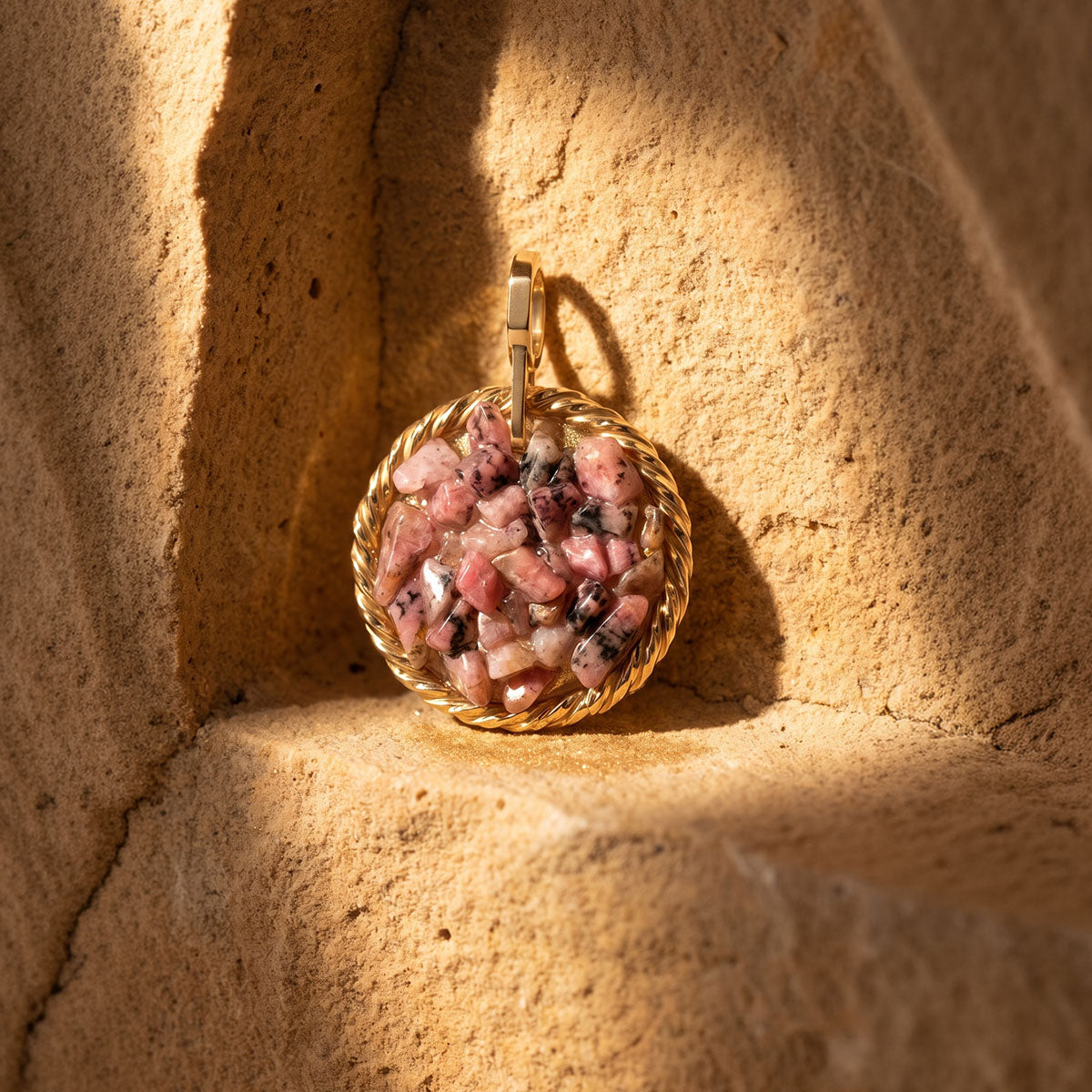 Amulet tensorowy z Rodonitem - Srebro 925 pozłacane
