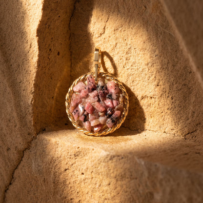 Amulet tensorowy z Rodonitem - Srebro 925 pozłacane