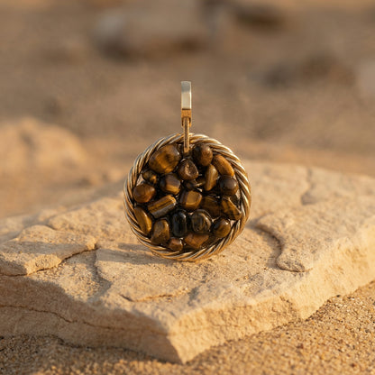 Amulet tensorowy z Tygrysim Okiem – Mosiądz pozłacany