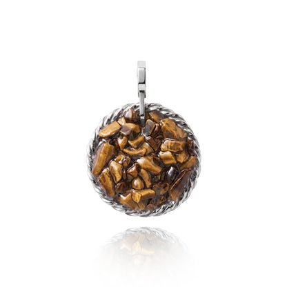 Amulet tensorowy z Tygrysim Okiem - Srebro 925 pokryte platyną
