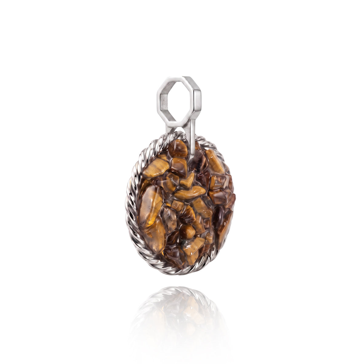Amulet tensorowy z Tygrysim Okiem - Srebro 925 pokryte platyną