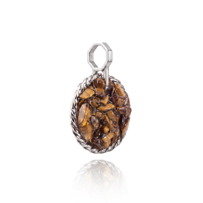 Amulet tensorowy z Tygrysim Okiem - Srebro 925 pokryte platyną
