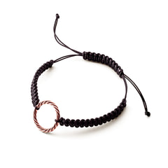 Hand-woven black bracelet – Royal <tc>cubit</tc> in rose gold