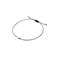 String bracelet with stone - Mountain Stone 4mm - Black