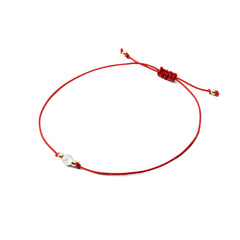 String bracelet with stone - Mountain Stone 4mm - Red