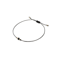 String bracelet with stone - Smooth (shiny) Tourmaline 4mm - Black