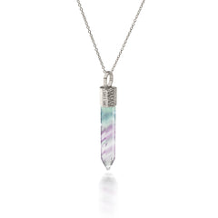 Naszyjnik z Fluorytem – Srebro 925 pokryte platyną