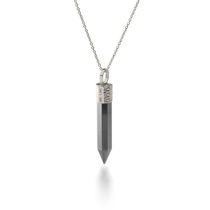 Naszyjnik 44 cm z Hematytem – Srebro 925 pokryte platyną