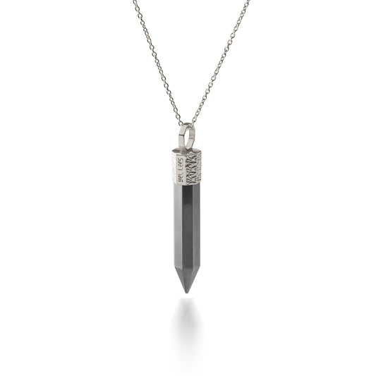 Naszyjnik 44 cm z Hematytem – Srebro 925 pokryte platyną