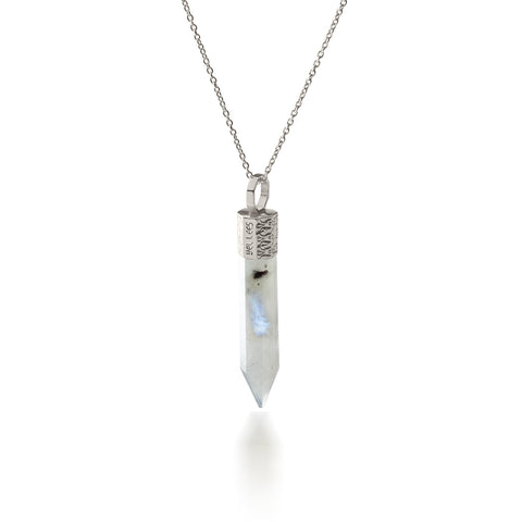 Naszyjnik 44 cm z Kamieniem Księżycowym – Srebro 925 pokryte platyną