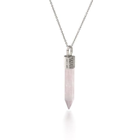 Naszyjnik 44 cm z Kwarcem Różowym – Srebro 925 pokryte platyną