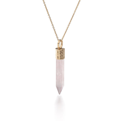 Naszyjnik 44 cm z Kwarcem Różowym – Srebro 925 pozłacane