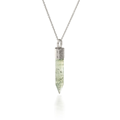 Naszyjnik 44 cm z Prehnitem – Srebro 925 pokryte platyną