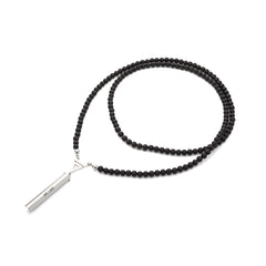 Matte tourmaline 6 mm breath necklace, 925 silver coated with platinum