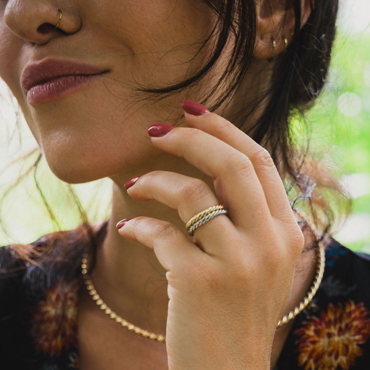 Srebrny pierścionek tensorowy pokryty złotem - Srebro 925