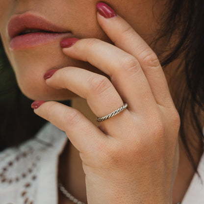 Srebrny pierścionek tensorowy pokryty platyną - Srebro 925