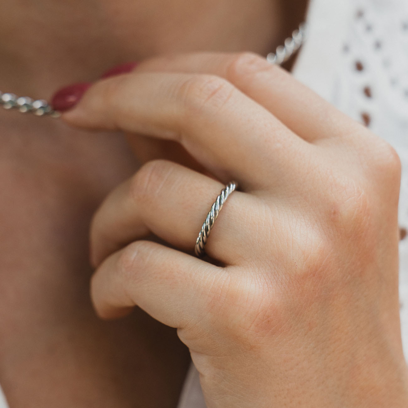 Miedziany pierścionek tensorowy w kolorze srebrnym - Amulet ochronny