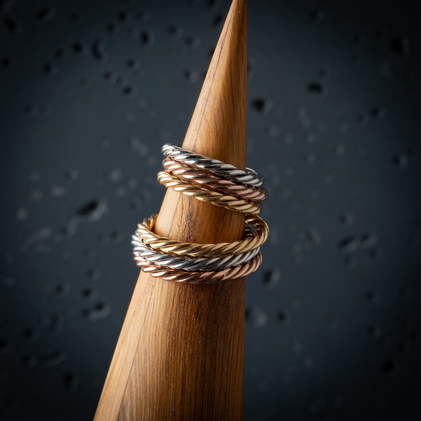 Srebrny pierścionek tensorowy pokryty złotem - Srebro 925